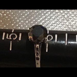 NATURAL BLACK DIAMOND RING SET IN 925 SILVER